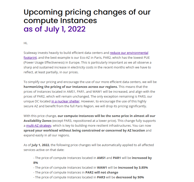 Scaleway raises prices yet again